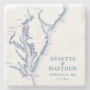 Annapolis Chesapeake Bay Zielort Hochzeitsgeschenk Steinuntersetzer