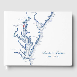 Annapolis Hochzeit mit Karte der Chesapeake Bay Gästebuch