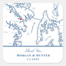 Annapolis Kent Island Map Navy Gastgeschenk Hochze Quadratischer Aufkleber