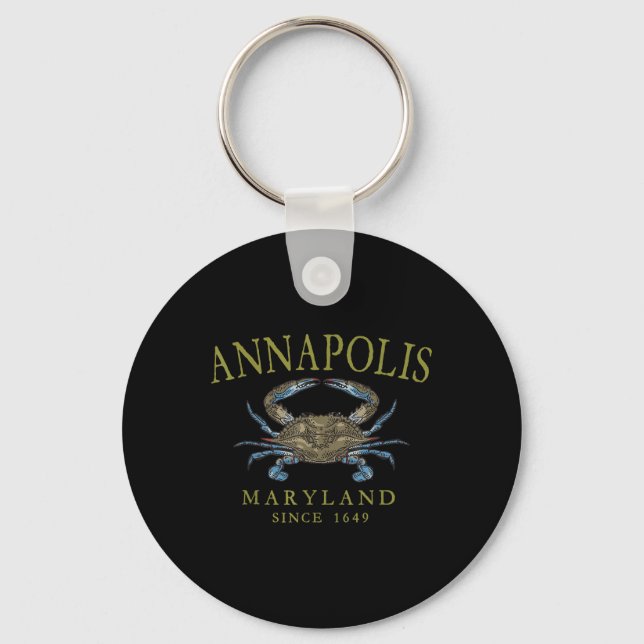 Annapolis Maryland Blue Crab Since 1649 Arched Oli Schlüsselanhänger (Vorderseite)