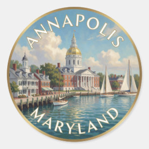 Annapolis Maryland Chesapeake Bay Reise Kunst Runder Aufkleber