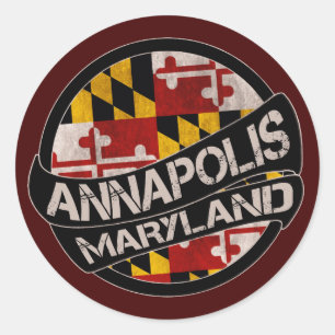 Annapolis Maryland Fahnengrunge-Aufkleber Runder Aufkleber