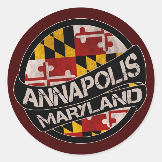 Annapolis Maryland Fahnengrunge-Aufkleber Runder Aufkleber (Vorderseite)