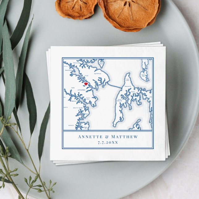 Annapolis Maryland Map Elegante Wedding Serviette (Von Creator hochgeladen)