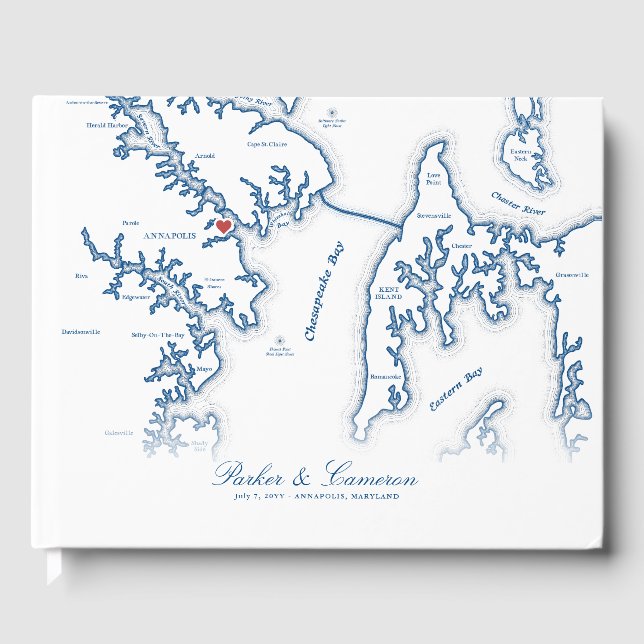 Annapolis Maryland Map Hochzeit in Urlaubsort Gästebuch (Vorderseite)