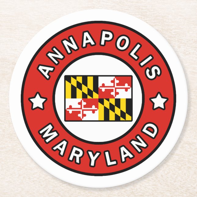 Annapolis Maryland Runder Pappuntersetzer (Vorderseite)