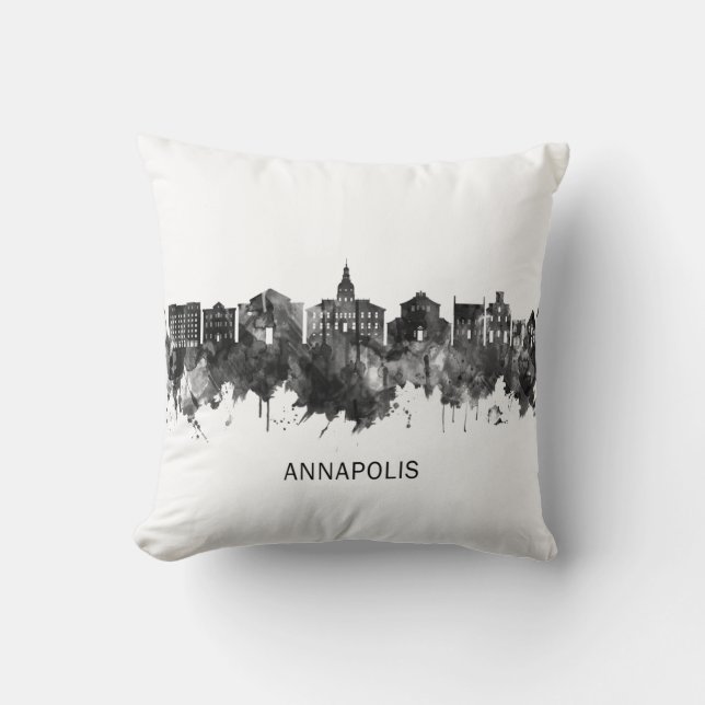 Annapolis Maryland Skyline BW Kissen (Vorderseite)