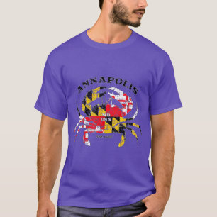 Annapolis Maryland State Flag Crab Pride Fishing T-Shirt
