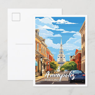 Annapolis Maryland Vintage-Kunst-Reiseillustration Postkarte