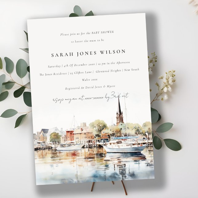 Annapolis Maryland Watercolor Babydusche Einladung (Von Creator hochgeladen)