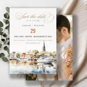 Annapolis Maryland Watercolor Wedding Foto Save The Date