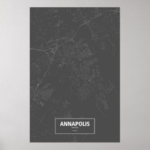 Annapolis, Maryland (weiß auf schwarz) Poster