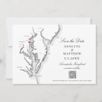 Annapolis MD Wedding Eleganter Schwarz-weißer QR-C