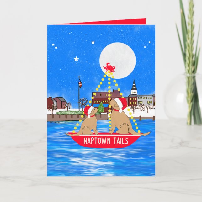 Annapolis Parade of Lights Dogs Christmas Card Dankeskarte (Vorderseite)