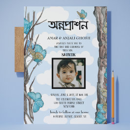 Annaprashan Bengali First Rice Blue Butterfly Einladung
