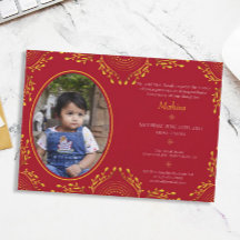 Annaprashan First Rice Zeremonie Red Gold Foto
