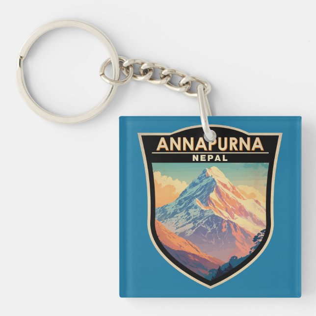 Annapurna Nepal Reisen Vintag Schlüsselanhänger (Vorderseite)