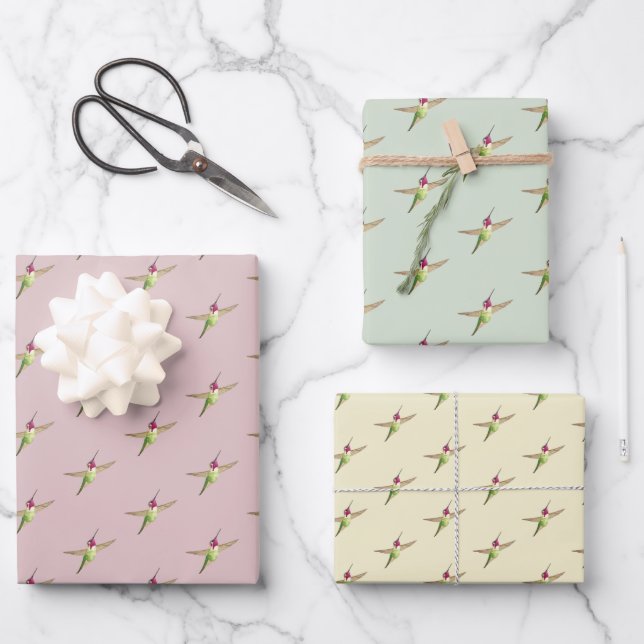 Anna's Hummingbird-Musterschablone Geschenkpapier Set (Vorderseite)