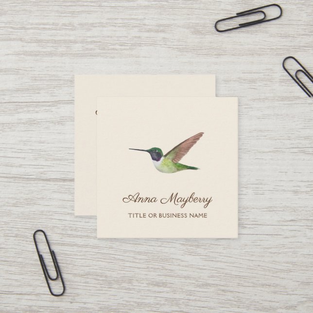 Anna's Hummingbird Quadratische Visitenkarte (Vorderseite/Rückseite Beispiel)