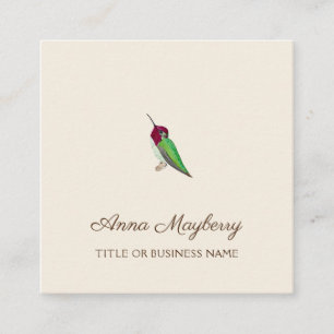 Anna's Hummingbird Square Business Card Quadratische Visitenkarte