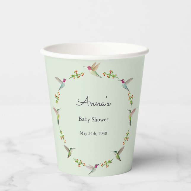 Anna's Hummingbirds baby Shower Pappbecher (Vorderseite)