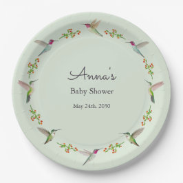 Anna's Hummingbirds baby Shower Pappteller