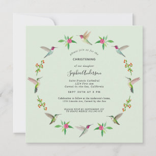 Anna's Hummingbirds Christening Invitation