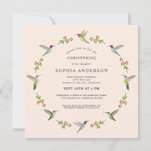 Anna's Hummingbirds Christening Invitation