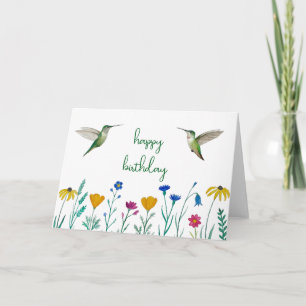 Anna's Hummingvögel und Wildblumen Geburtstag Karte