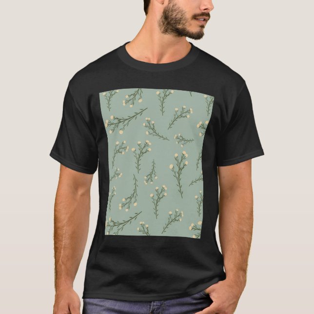 Anne&Amp;#39;S Lace_Cream Blume auf Dusty Turquoi T-Shirt (Vorderseite)