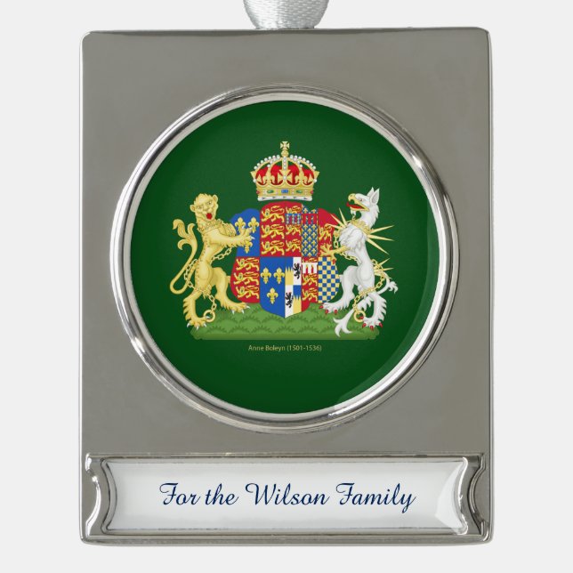 Anne- Boleynwappen Banner-Ornament Silber (Vorderseite)