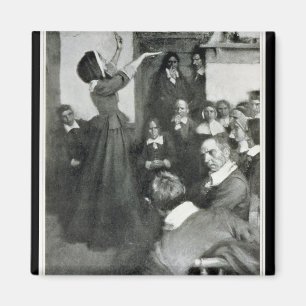 Anne Hutchinson, die in ihrem Haus in Boston Magnet