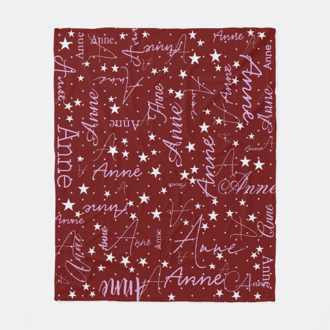 Anne individuelle Name&stars dunkelrot Fleecedecke (Vorderseite)