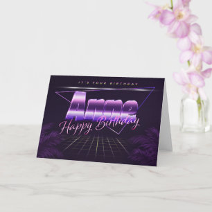 Anne Name Prénom lila retro Carte Anniversaire