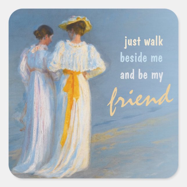 Anne und Marie CC0152 Krøyer Freundschaft Quadratischer Aufkleber (Vorderseite)