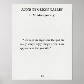 Anne von Green Gables - Buchseite Zitat - Genießen Poster