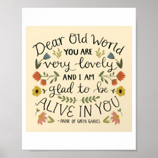 Anne von Green Gables Sehr geehrtes altes Weltpost Poster