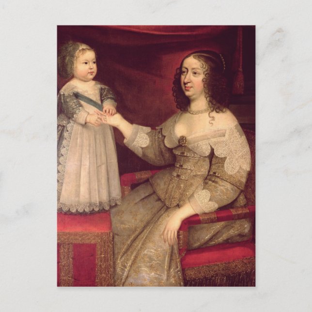 Anne von Österreich mit ihrem Sohn Louis XIV Postkarte (Vorderseite)