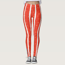 Anneau Central : Leggings rayés rouge et blanc en 