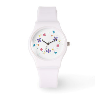 Anneau des fleurs sur la forte montre blanche