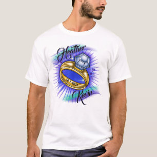 Anneau et dates de mariage Airbrush T-Shirt