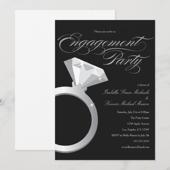 Anneau Fiançailles| Invitation de la partie d'enga (Devant / Derrière)