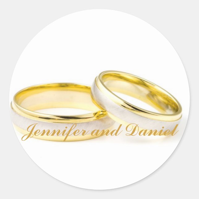 Anneaux d'or Mariée Groom Mariage Faveur Stickers (Devant)