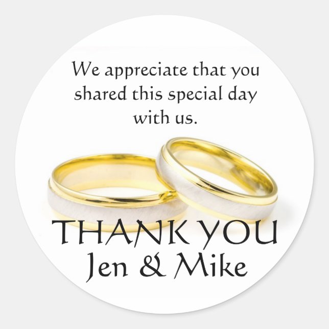 Anneaux d'or Merci Mariage Faveur Stickers (Devant)