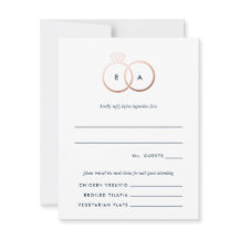 Anneaux d'or Rose moderne Mariage RSVP Reply Card