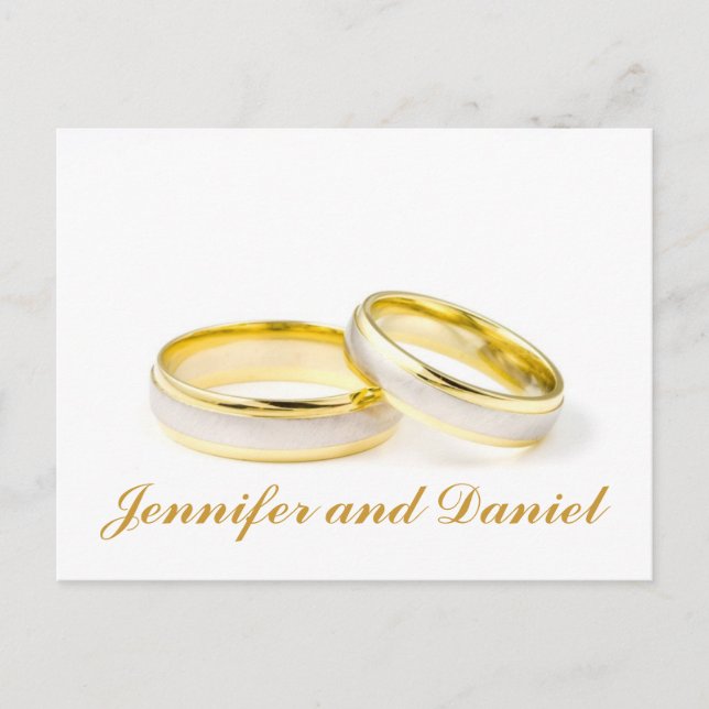 Anneaux Mariage d'or Enregistrer la date Cartes po (Devant)