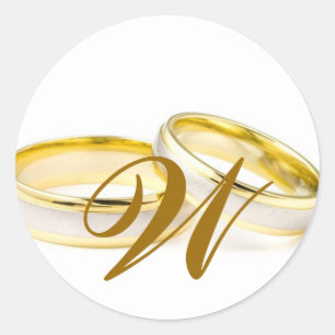 Anneaux Mariage or avec Sticker Favor Monogram
