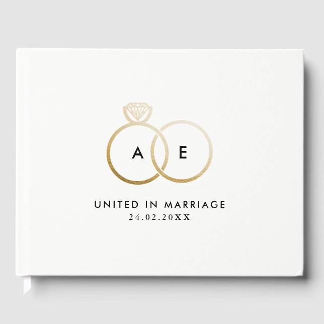 Anneaux Mariage Or Moderne Monogramme Livre d'or (Recto)