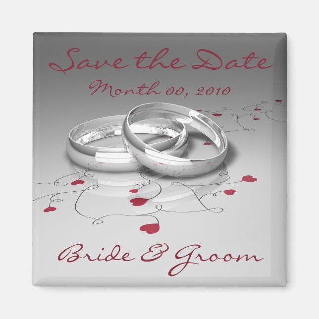Anneaux mariages Magnet Réservez la date (Devant)