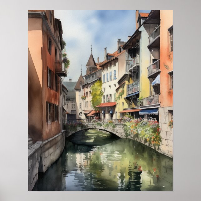 Annecy France Landscape Art Print Poster (Vorne)